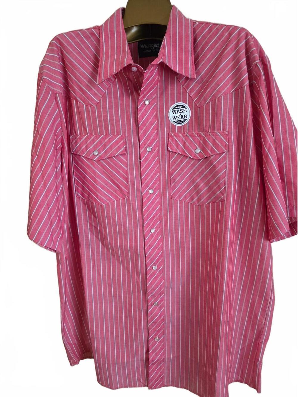 Wrangler Western Wash N Wear Red Striped Short Sleeve Shirt New Without Tags XLT